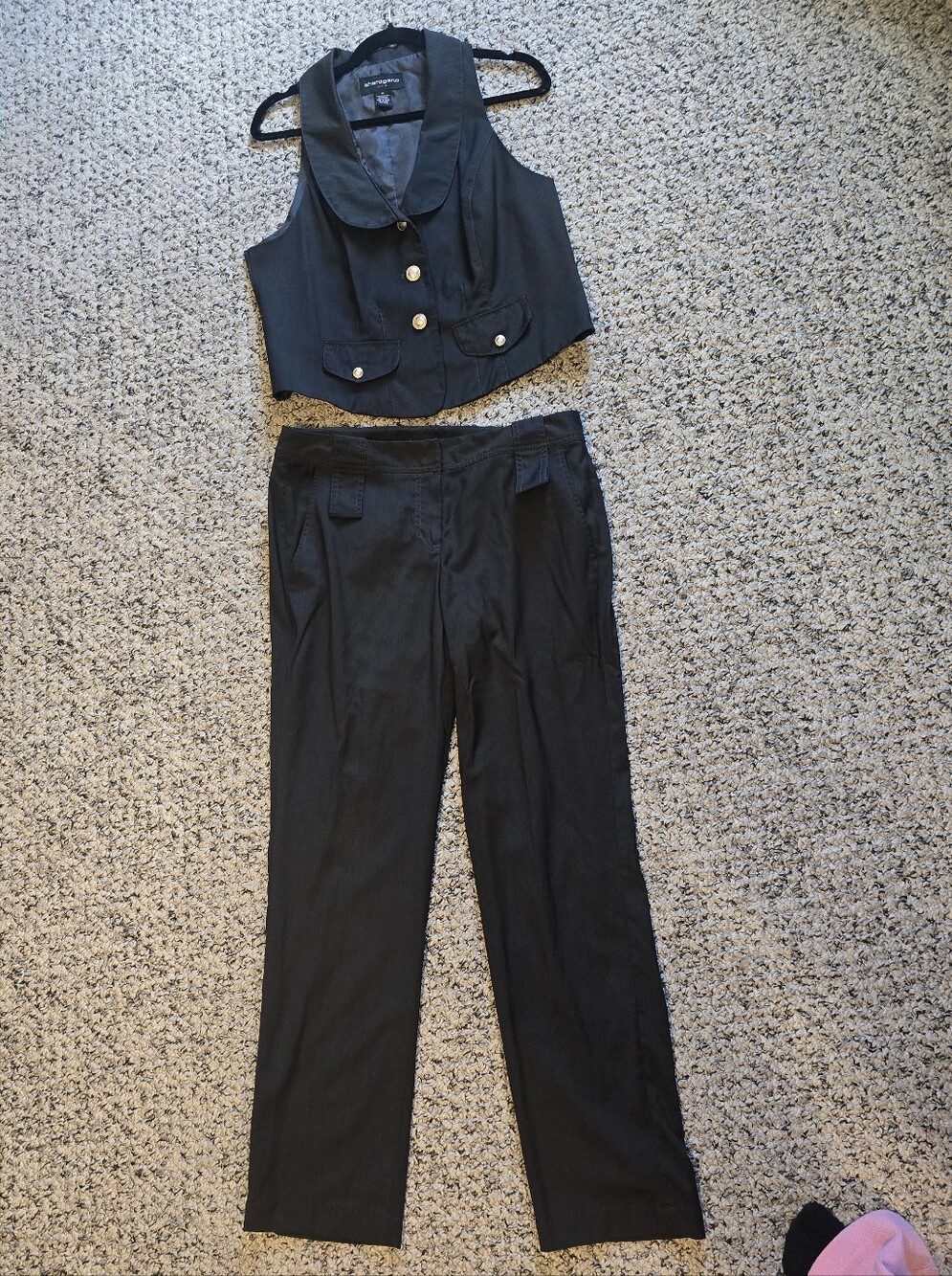 Sharagano Black Two-Piece Vest and Trousers Set